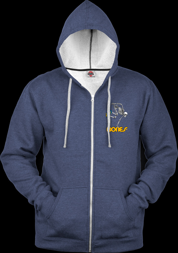 Powell Peralta Hooded Zip Sweatshirt Skateboard Skeleton Navy Photo 1