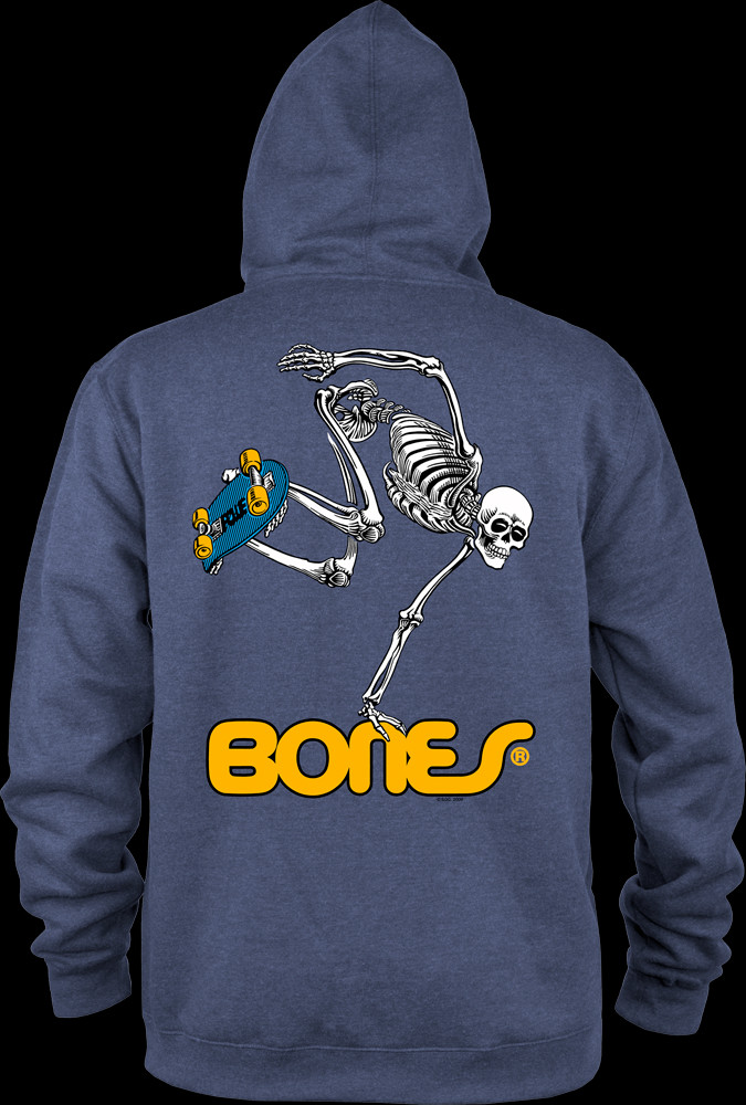 Powell Peralta Hooded Zip Sweatshirt Skateboard Skeleton Navy Photo 1