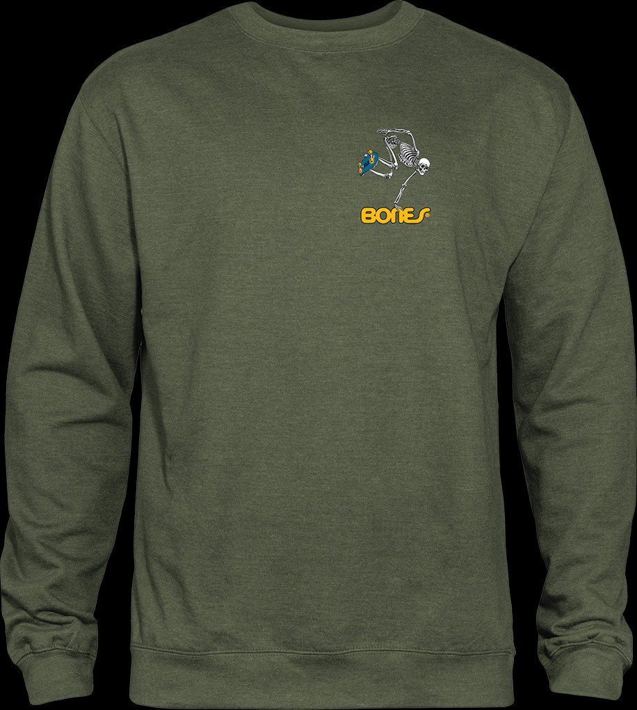 Powell Peralta Skateboard Skeleton Midweight Crewneck Sweatshirt Army