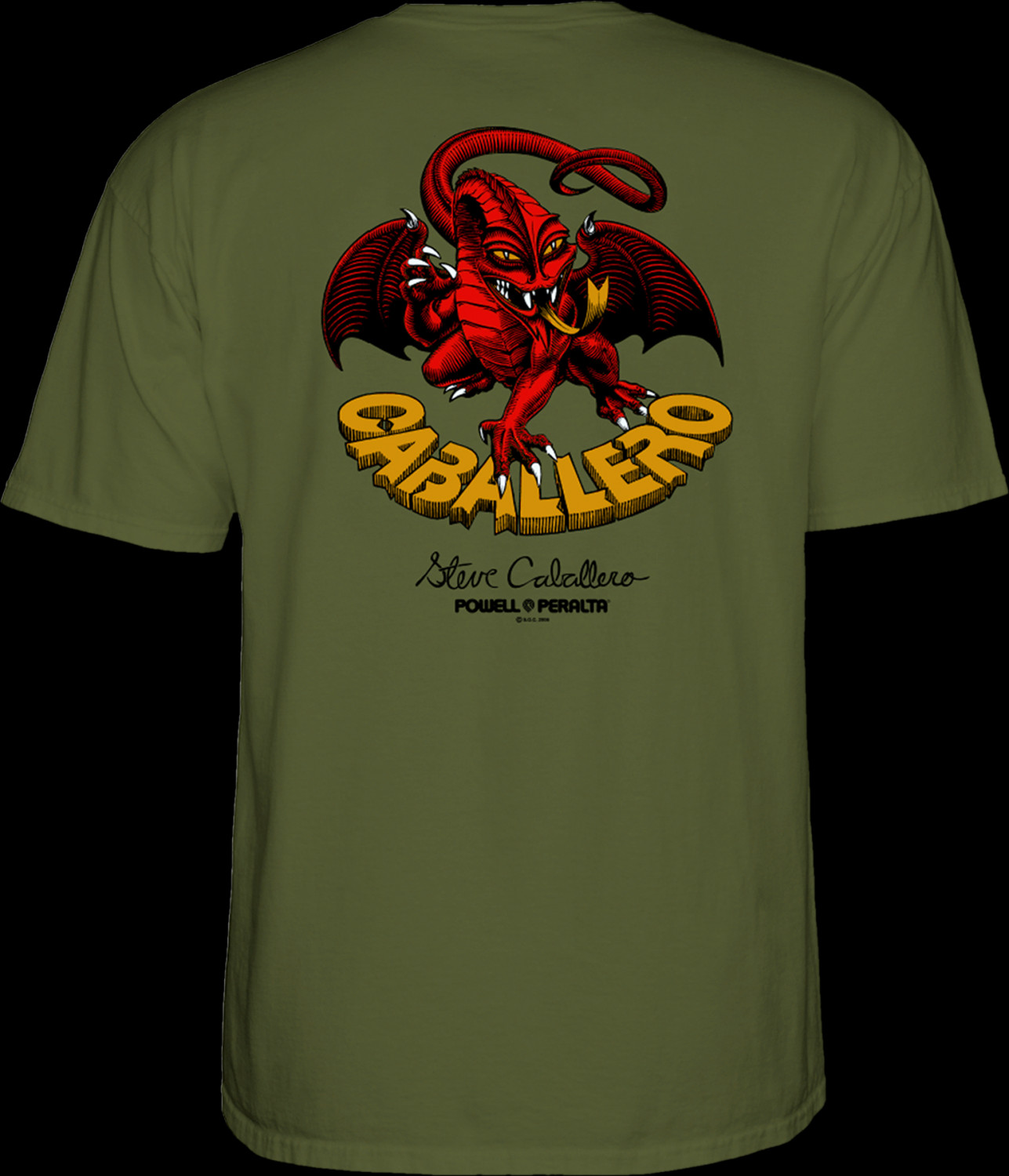 Powell Peralta Steve Caballero Dragon Ii T Shirt Military Green Photo