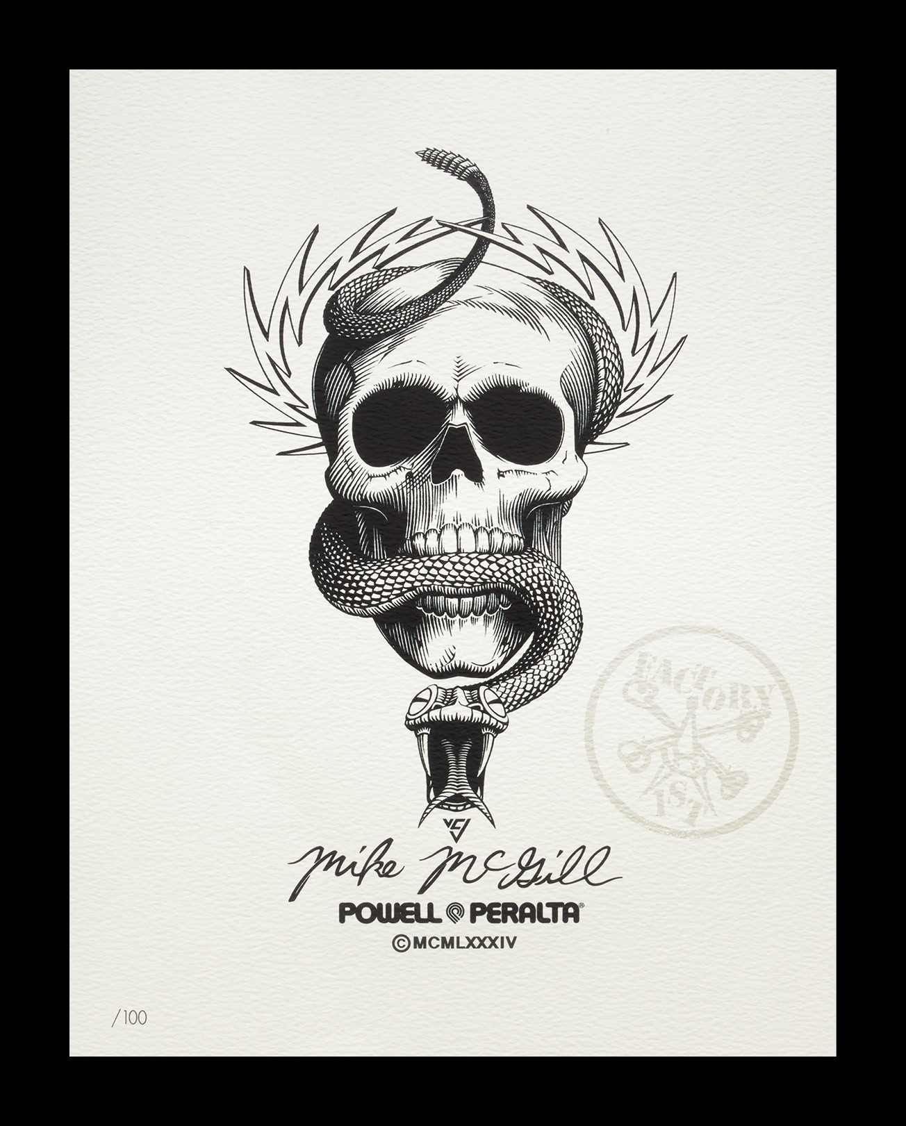 世界限定100枚Powell Peralta 直筆サイン入り Powell Peralta McGill Skull & Snake Art Giclee Print 8 x 10