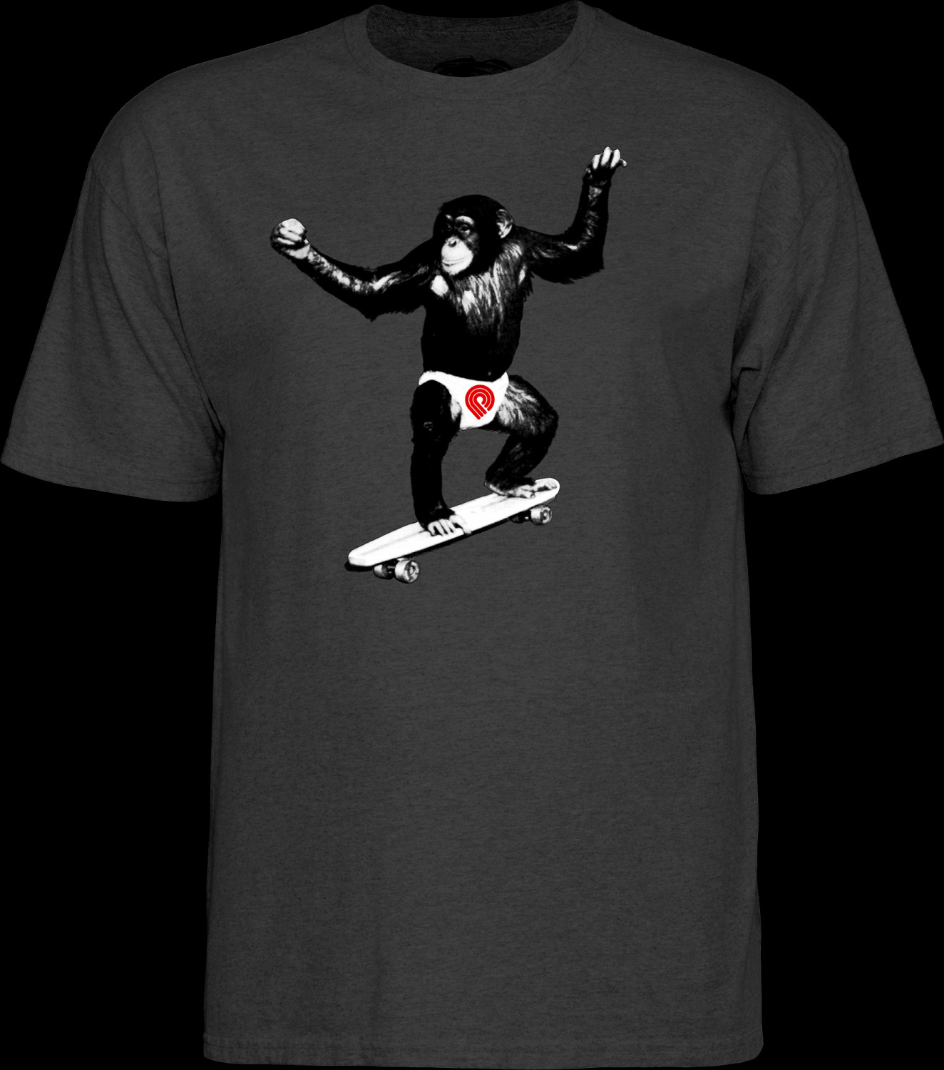 Powell Peralta Skate Chimp T-Shirt Charcoal Heather Photo #1 - Photo ...