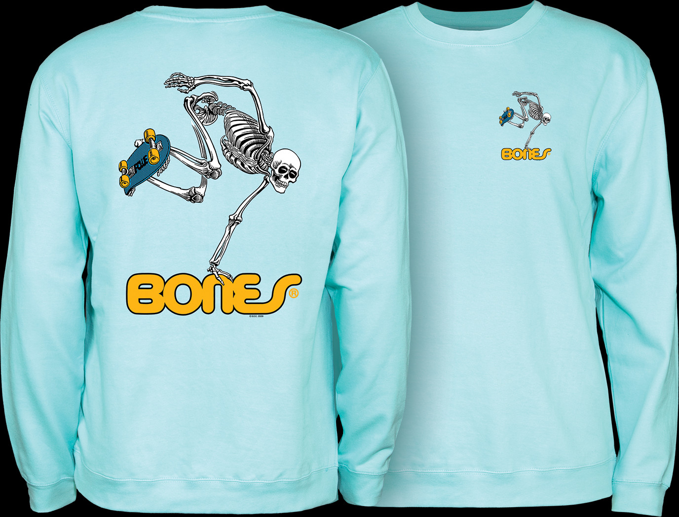 Powell Peralta Skateboard Skeleton Midweight Crewneck Sweatshirt Mint