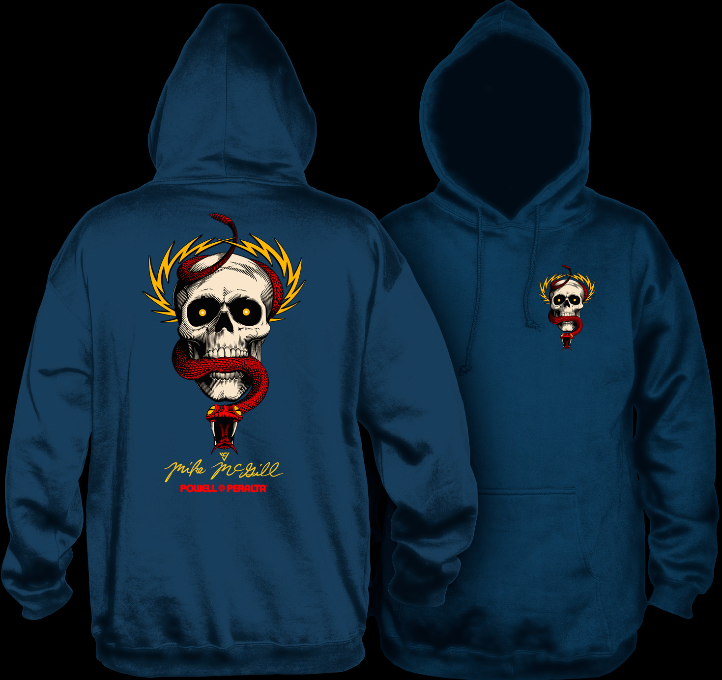 Powell Peralta McGill Skull and Snake Hooded Sweatshirt Navy Photo #2 ...