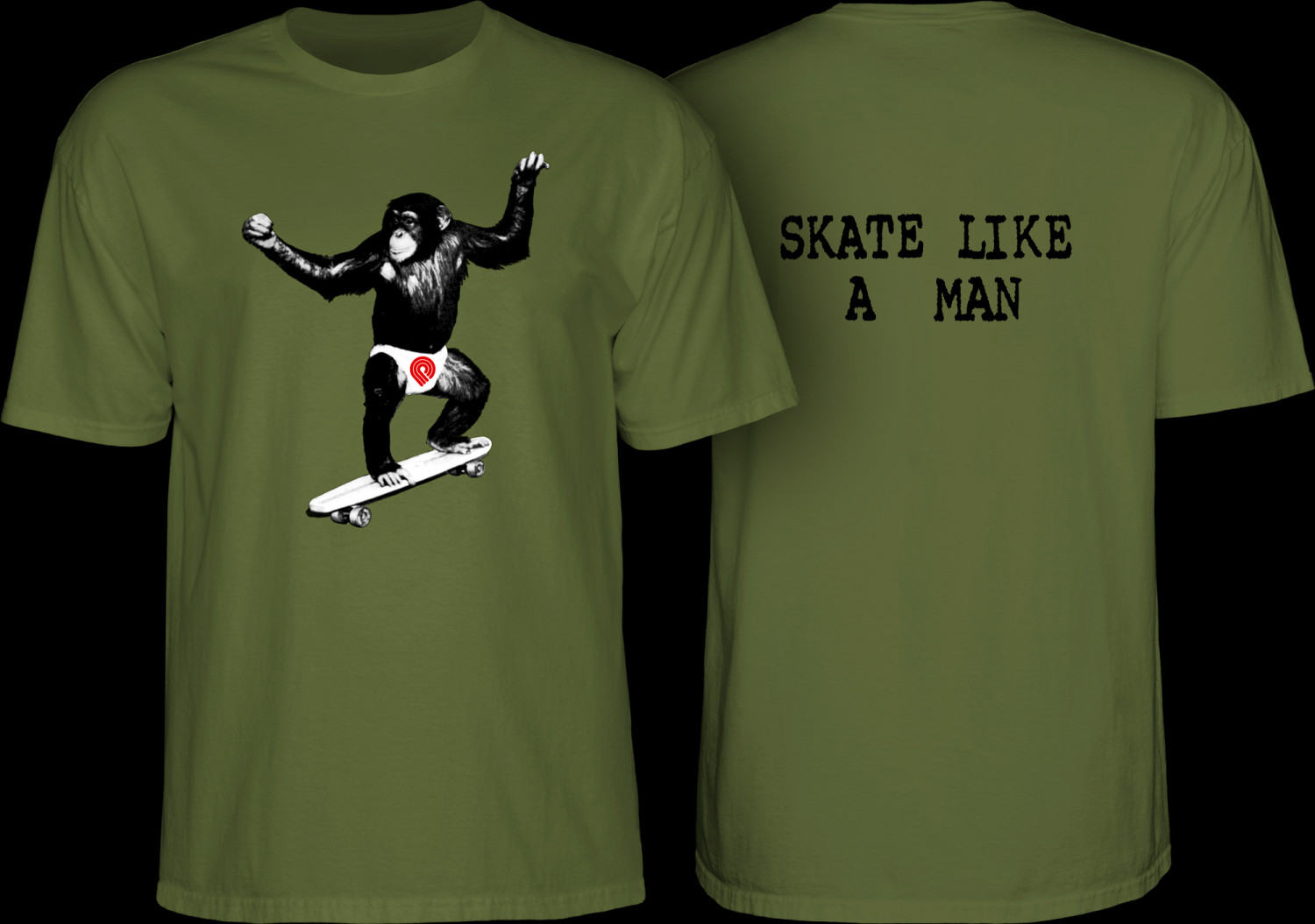 Powell Peralta Skate Chimp T-Shirt Military Green Photo #1 - Photo ...