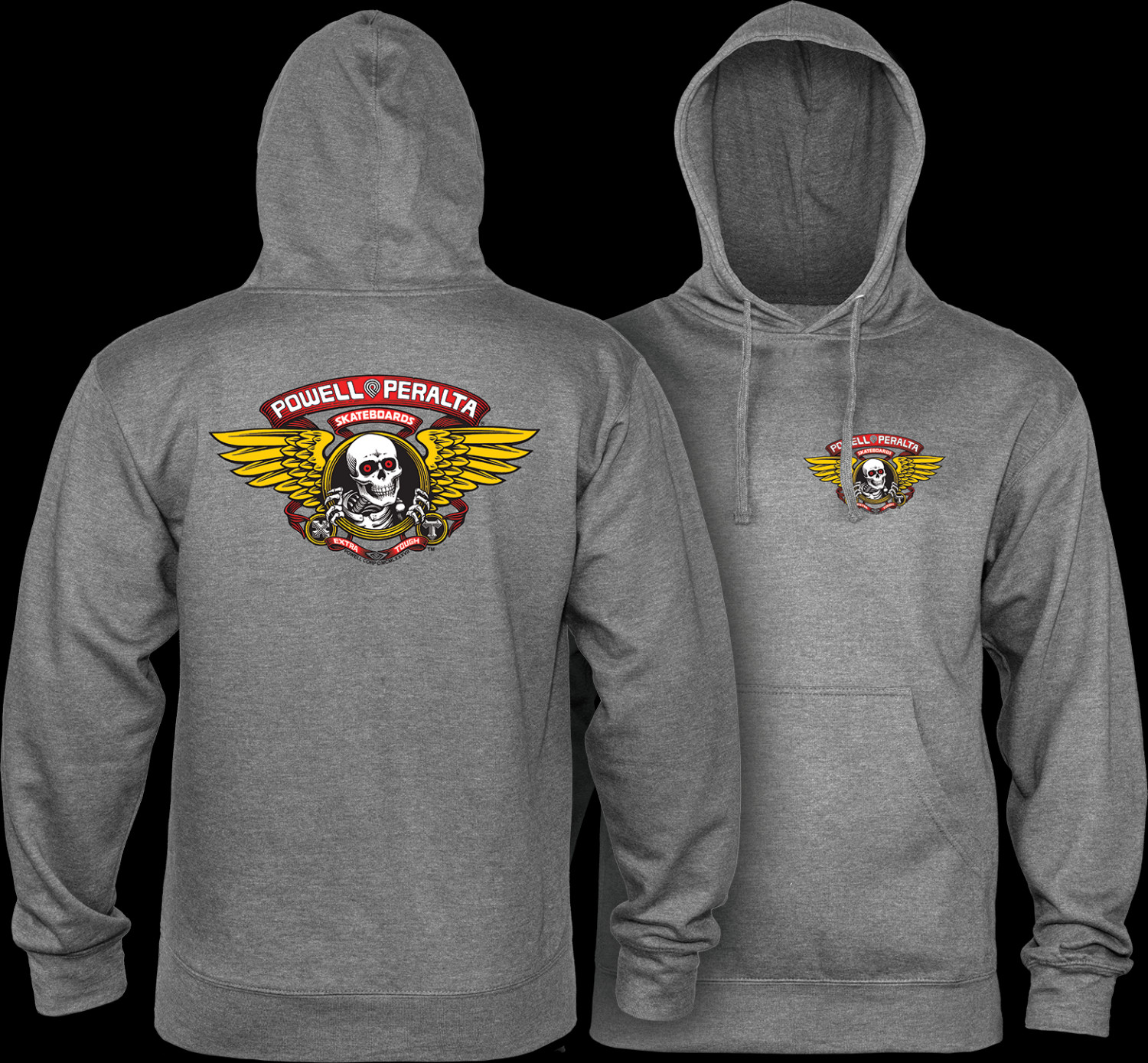 Powell Peralta Winged Ripper Hooded Sweatshirt Mid Weight Gunmetal ...