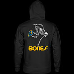 Powell Peralta Skateboarding Skeleton Midweight Hooded Sweatshirt - Black