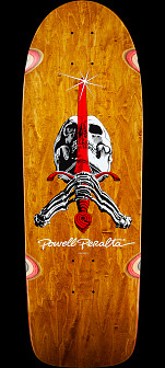 Powell Peralta OG Skull & Sword Reissue Skateboard Deck Brown Stain - 10 x 30