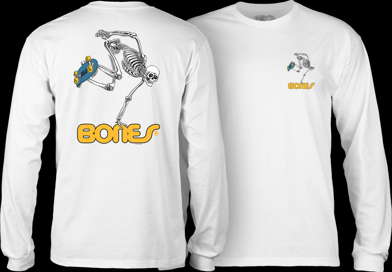パウエル BONES L 白 スカル 骨 2010 Powell Peralta Powell Peralta Skateboarding Skeleton YOUTH L/S - White - Powell