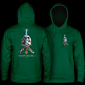 Powell Peralta Skull & Sword Hooded Sweatshirt Mid Weight Alpine Green