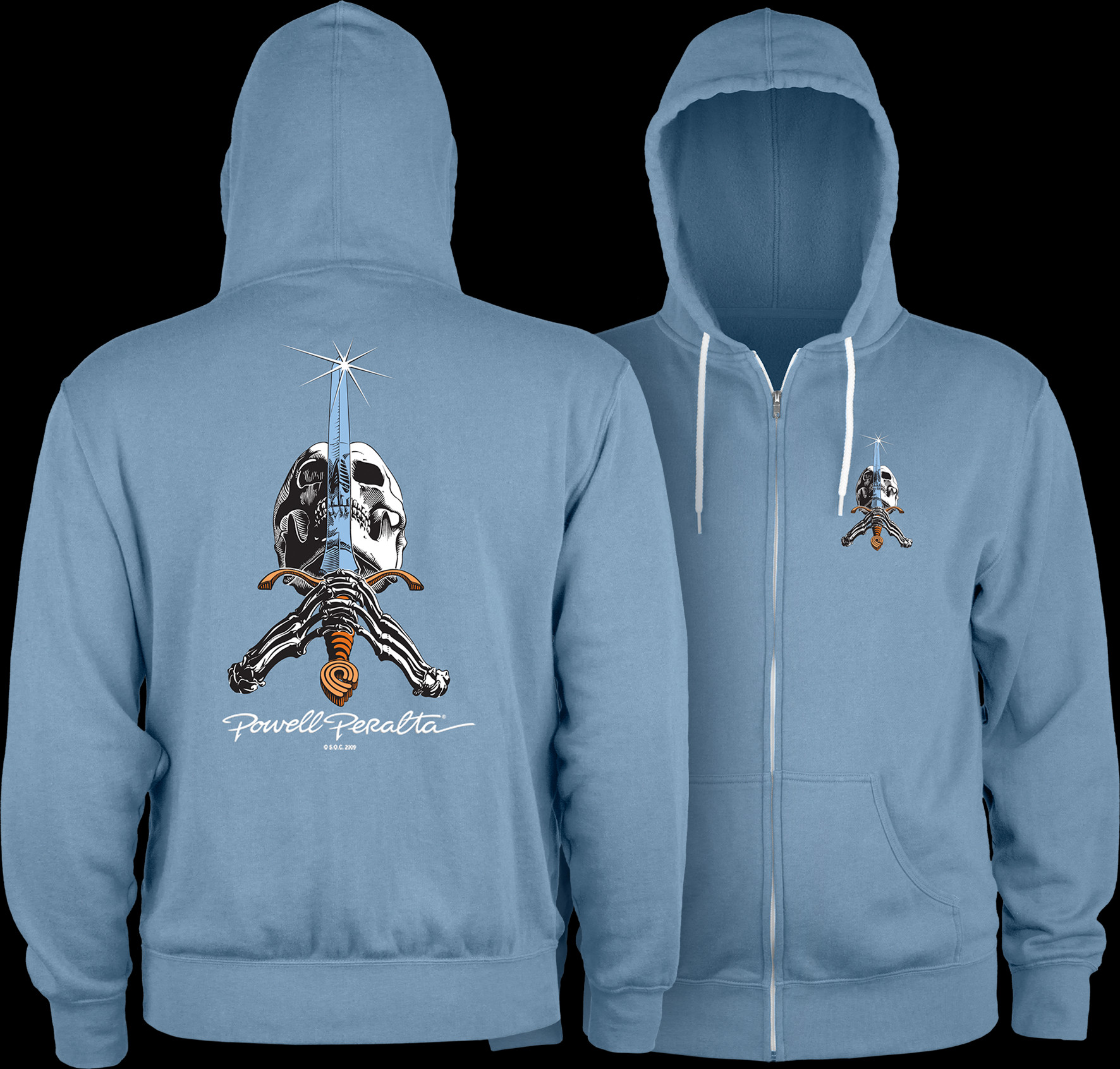 Powell Peralta Skull & Sword Lightweight Zipper Hooded Sweatshirt