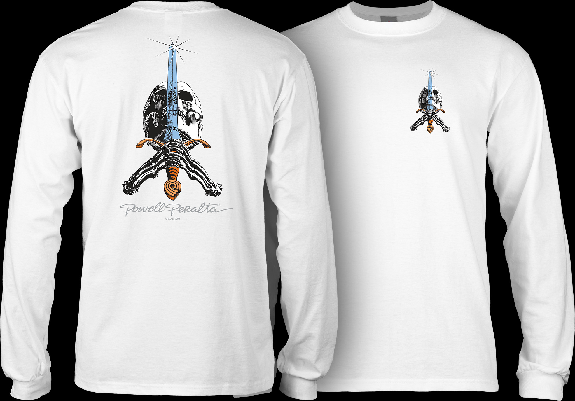 Powell Peralta Skull and Sword L/S T-shirt White - Powell-Peralta®