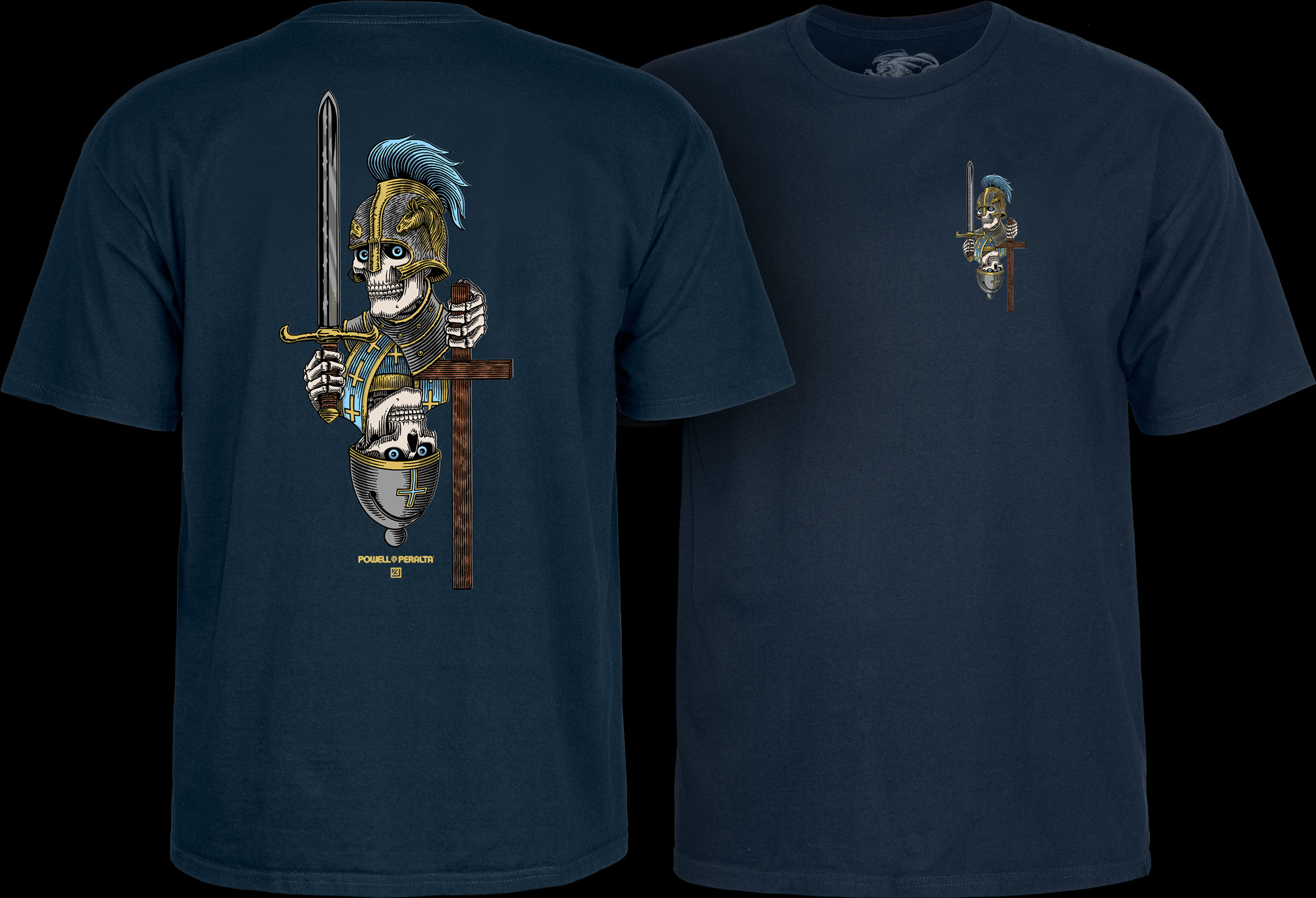 Powell Peralta Dan Corrigan Chess Skulls T-Shirt Navy - Powell