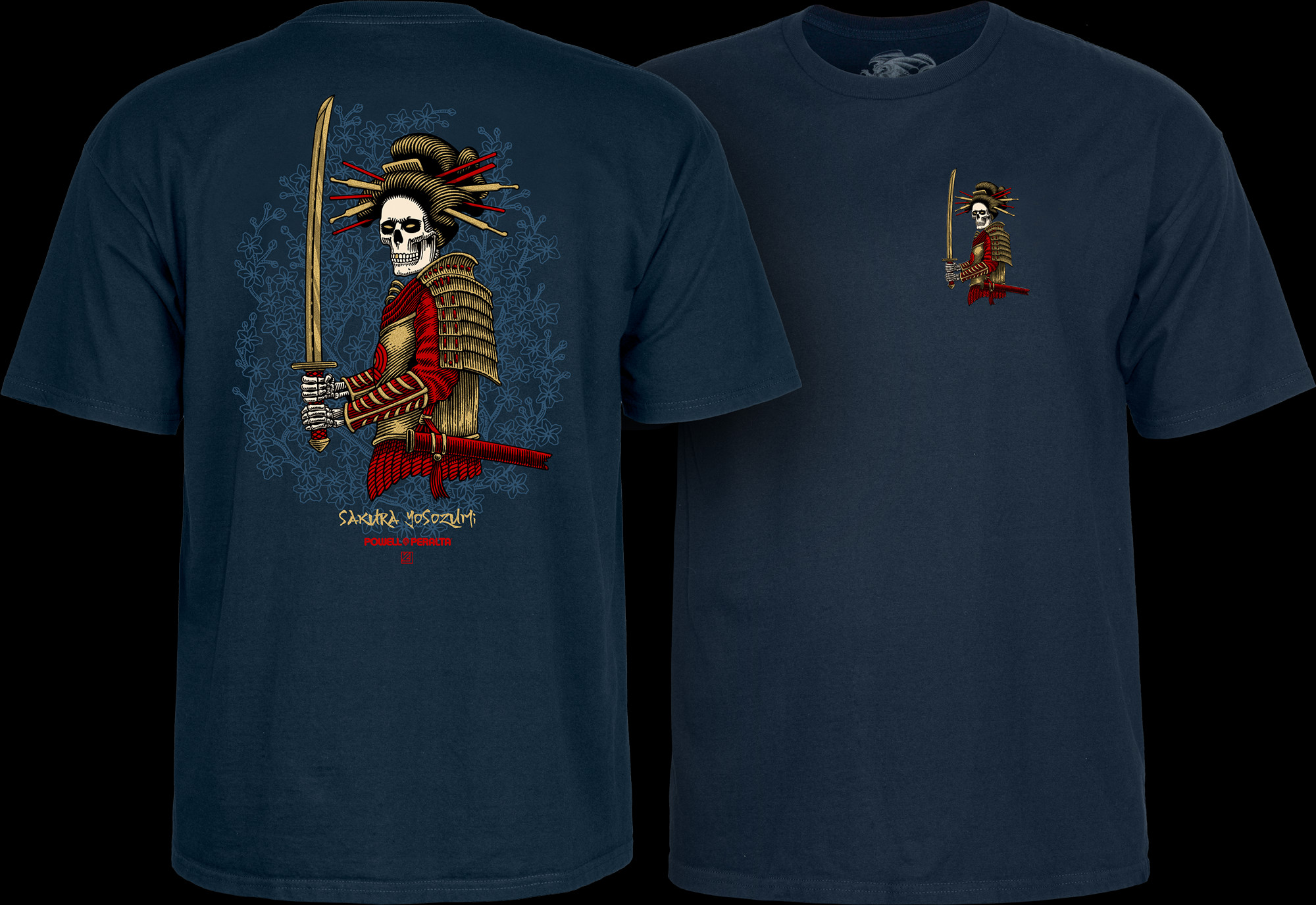 Powell Peralta Sakura Yosozumi Onna-Bugeisha T-Shirt Navy - Powell
