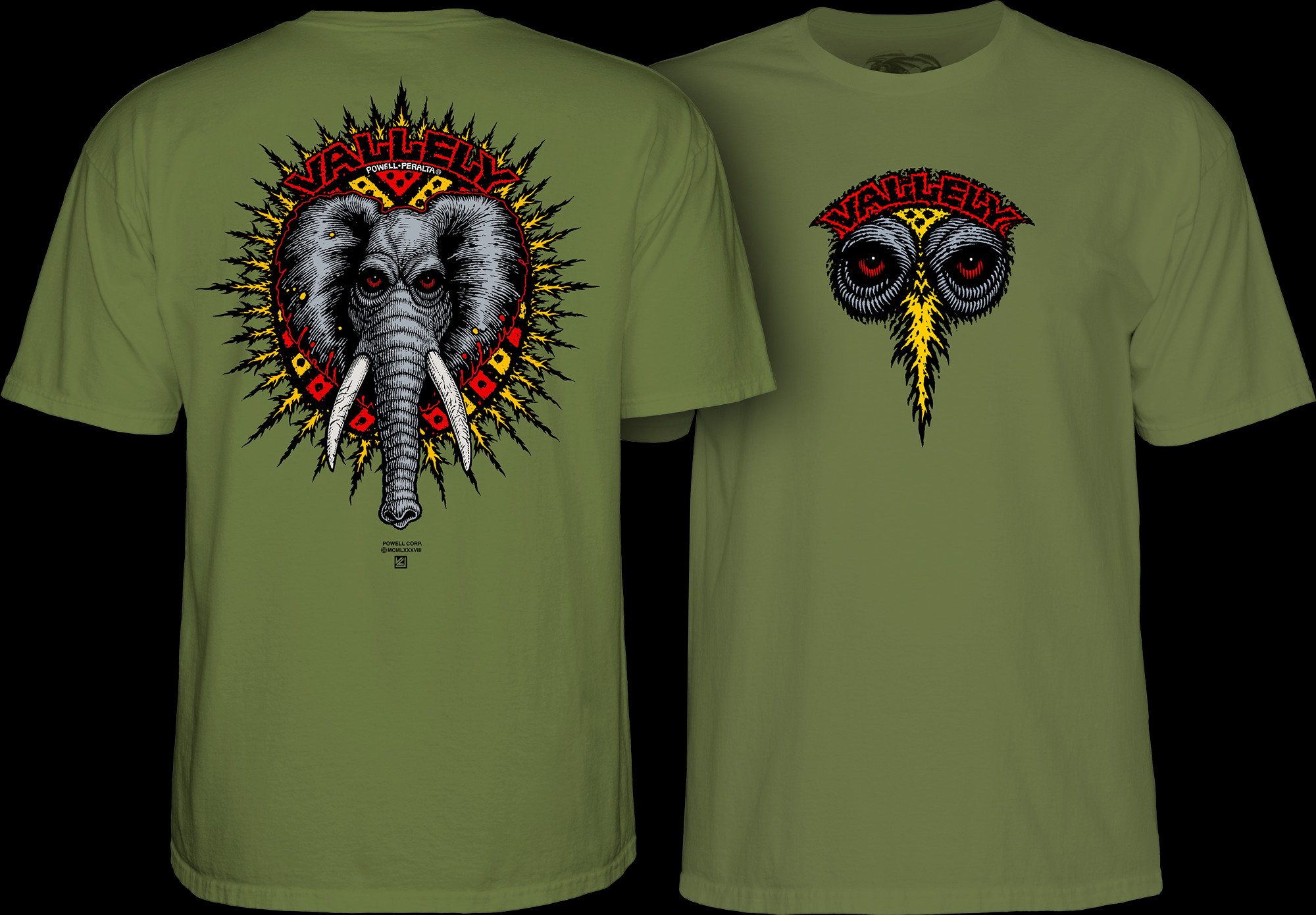 POWELL パウエル MIKE VALLELY マイクバレリー Tシャツ L Powell Peralta Mike Vallely Elephant T-Shirt Military Green
