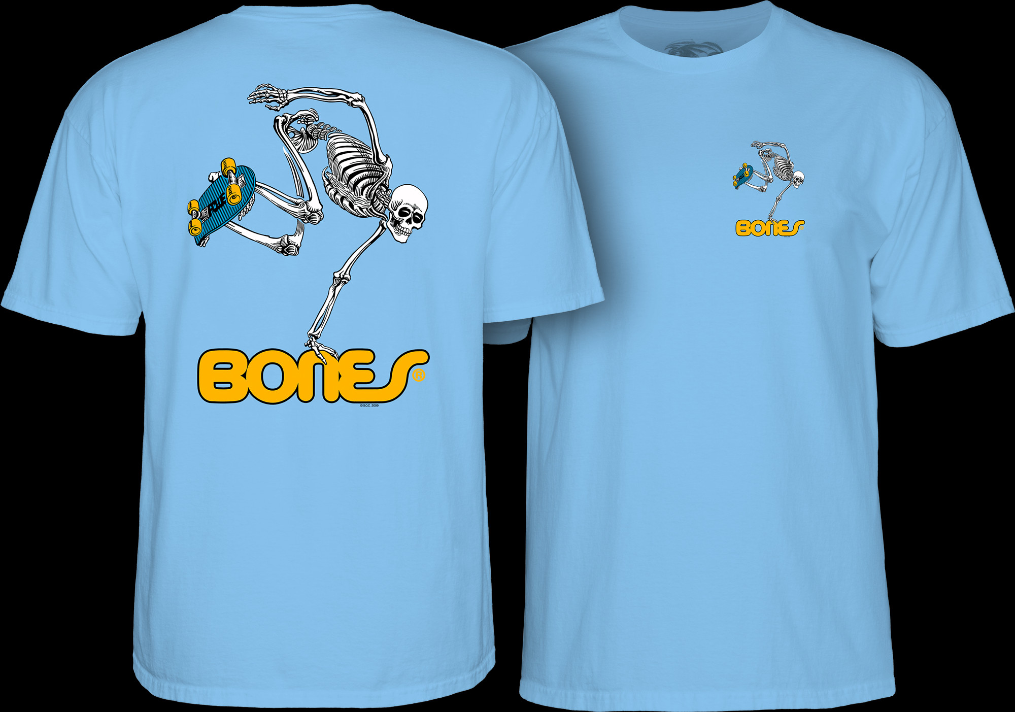 パウエルＴ Powell Peralta Skateboarding Skeleton T-Shirt Baby Blue - Powell