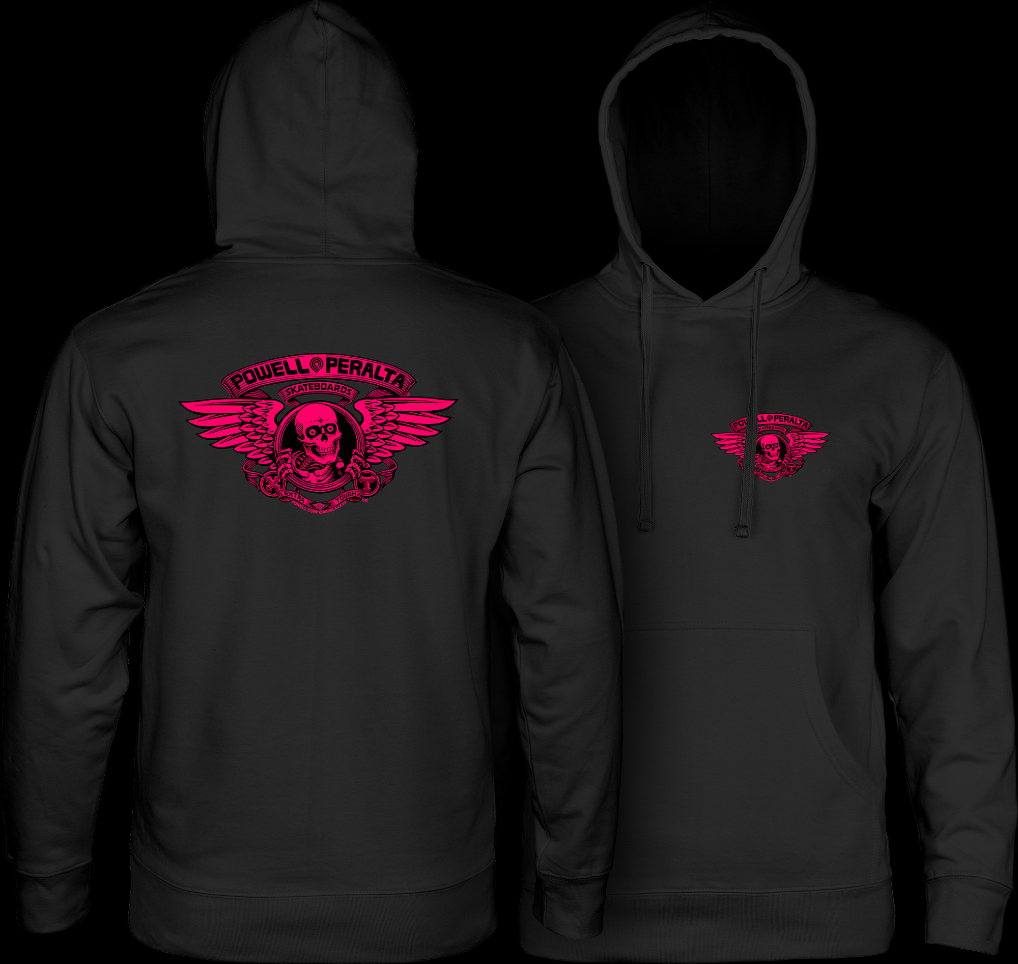 Powell Peralta Winged Ripper Hooded Sweatshirt Mid Weight Pink