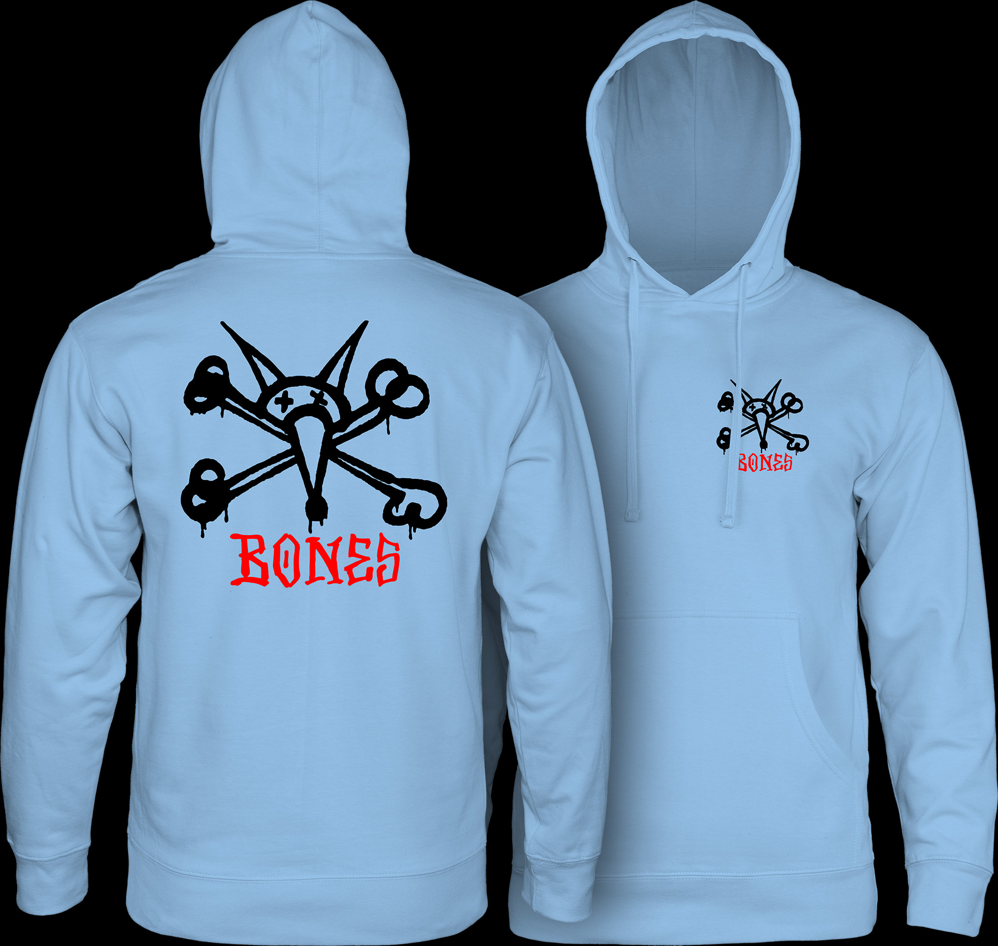 Powell Peralta Rat Bones Hooded Sweatshirt Mid Weight Aqua Blue