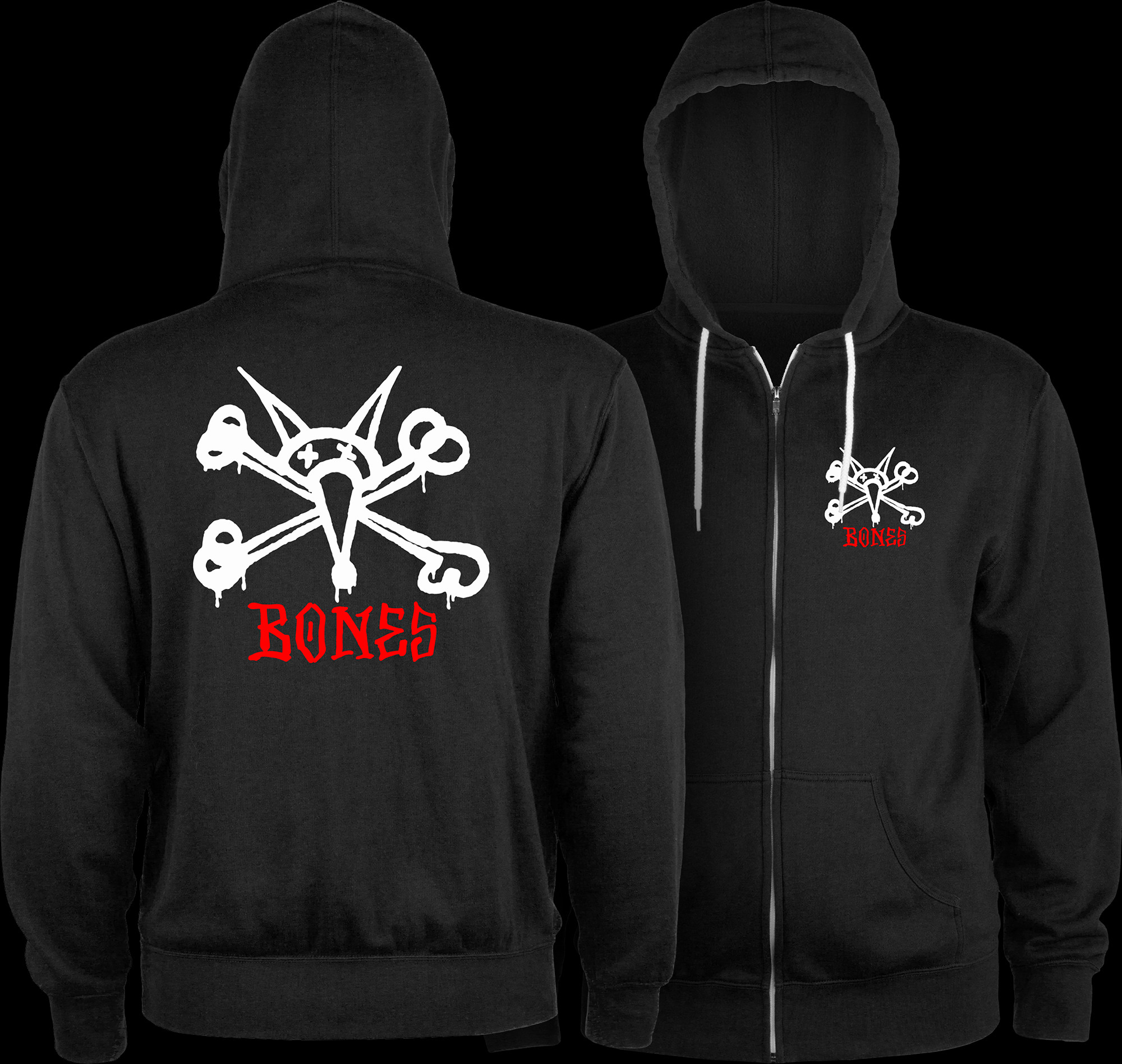 Powell Peralta Rat Bones Lightweight Zip Hoodie Black - Powell