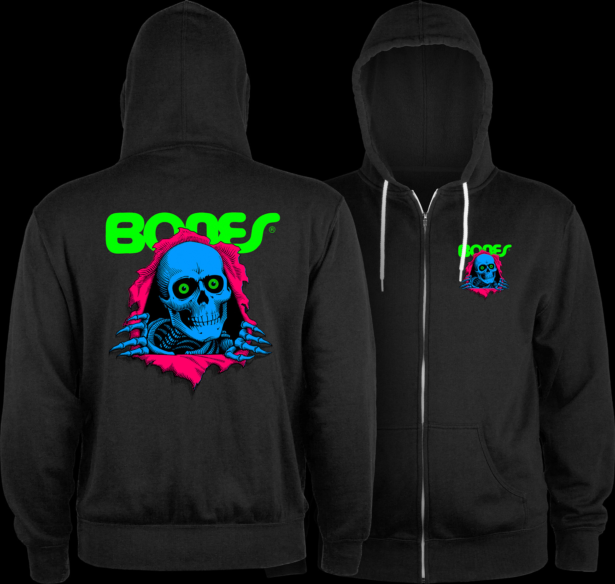 Powell Peralta Ripper Lightweight Zip Hoodie Blacklight - Powell