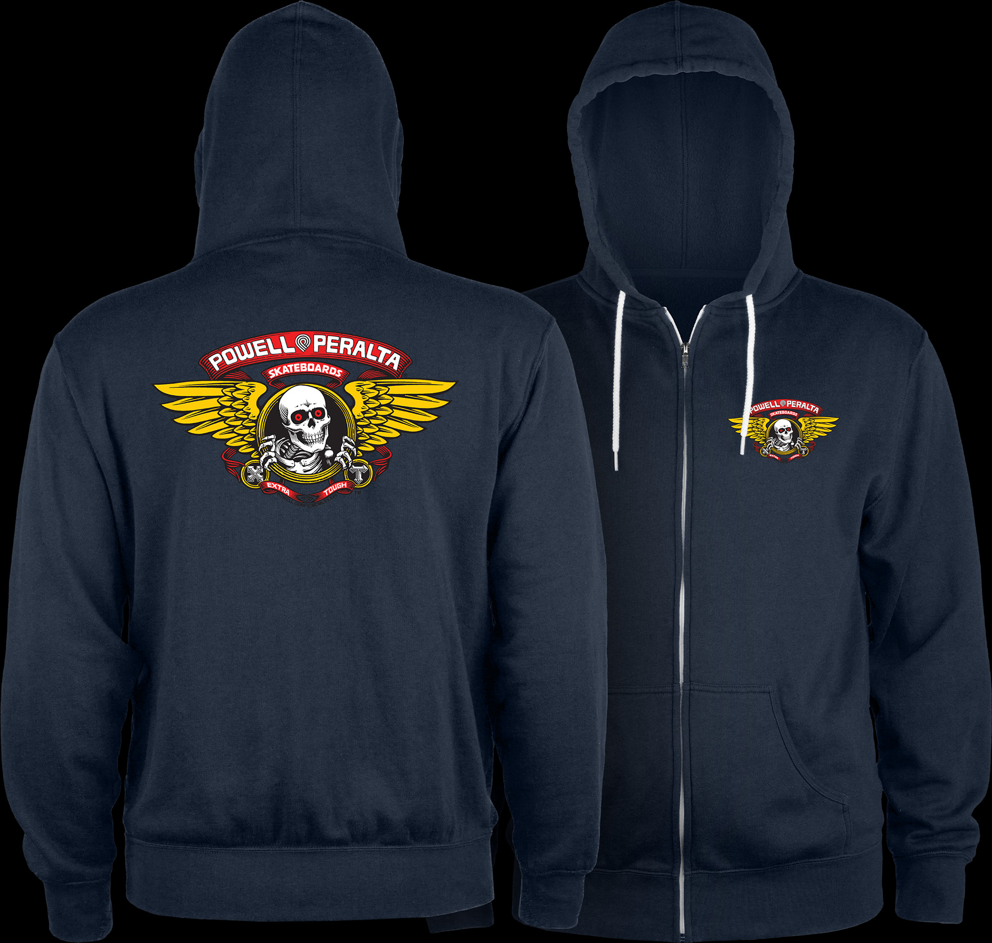 Powell Peralta Winged Ripper Lightweight Zip Hoodie Navy - Powell