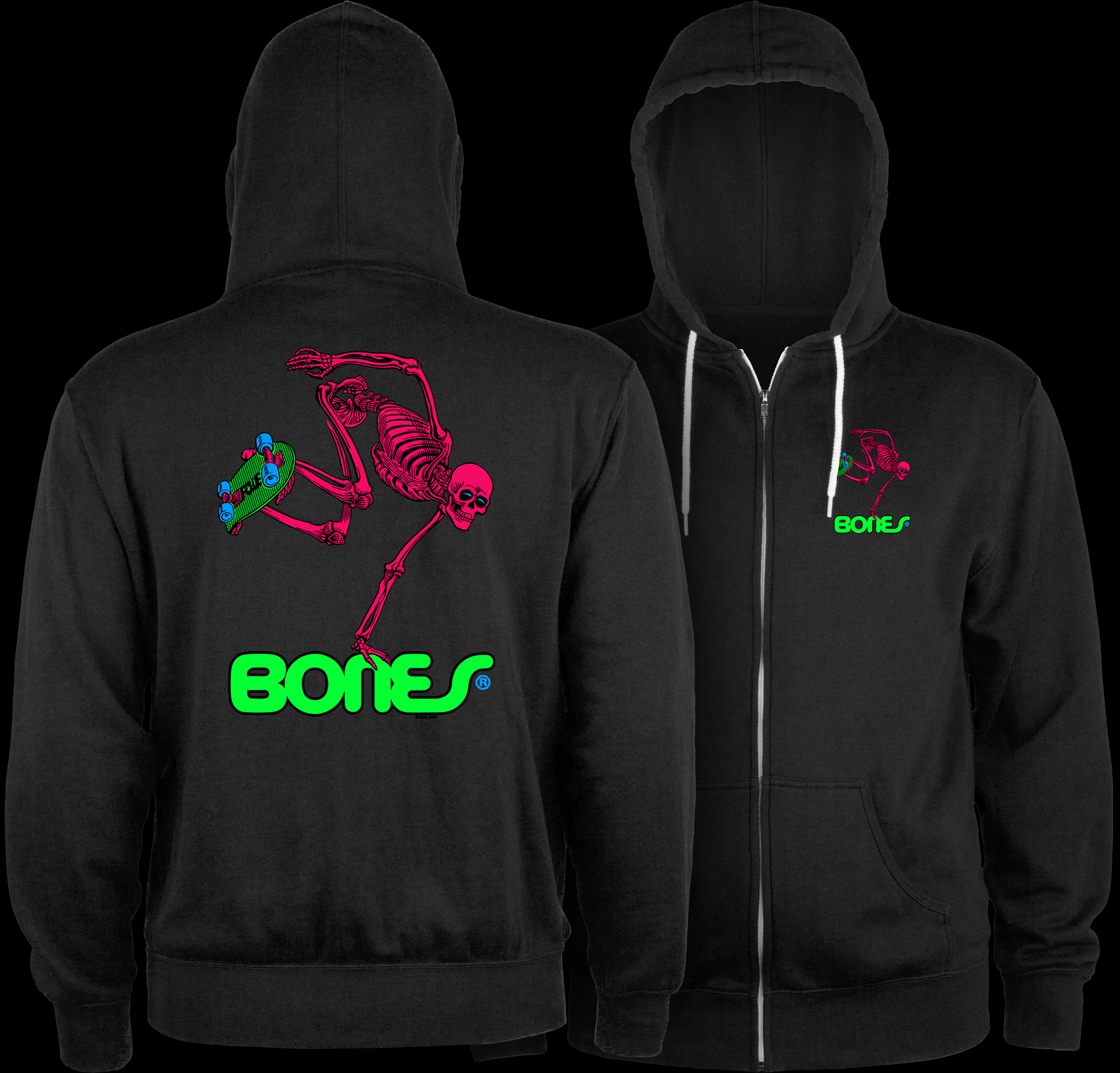 Powell Peralta Skateboard Skeleton Zip Hoodie Lightweight