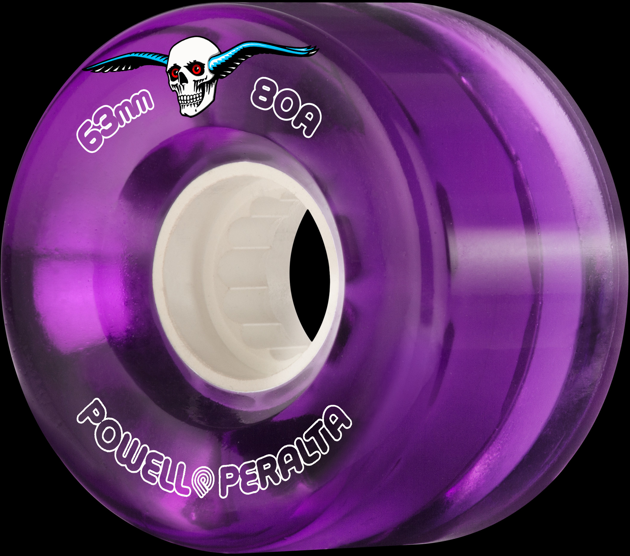 Powell Peralta Clear Cruiser Skateboard Wheels Purple 63mm 80A 4pk