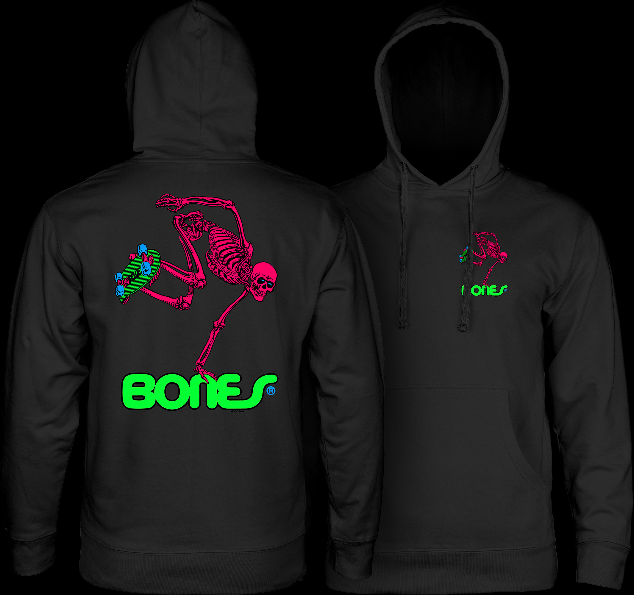 Powell Peralta Skateboard Skeleton Hooded Sweatshirt Mid Weight