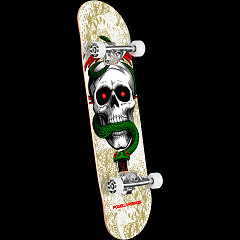Powell Peralta Skull & Snake Birch Complete Skateboard White/Metallic Gold - 7.75 x 31.08