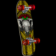 Powell Peralta Classic Cruiser Mike Vallely Baby Elephant Birch Complete Skateboard Yellow/Blk - 8 x 26