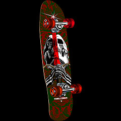 Powell Peralta Classic Cruiser Skull & Sword Birch Skateboard Complete Green/Red - Shape 186 - 8 x 30