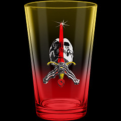 Powell Peralta Pint Glass Skull & Sword Yellow/Red Fade