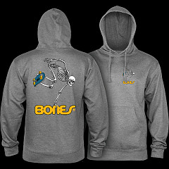Powell Peralta Skateboarding Skeleton Midweight Hooded Sweatshirt - Gunmetal Heather