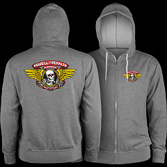 Powell Peralta Winged Ripper Lightweight Zipper Hooded Sweatshirt Gunmetal Heather
