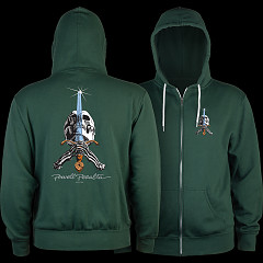 Powell Peralta Skull & Sword Lightweight Zip Hoodie Alpine Green