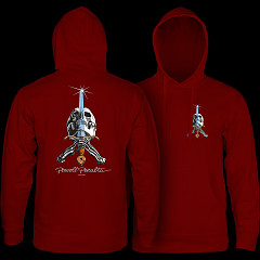 Powell Peralta Skull & Sword Hooded Sweatshirt Mid Weight Maroon