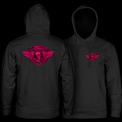 Powell Peralta Winged Ripper Hooded Sweatshirt Mid Weight Pink Blacklight Black