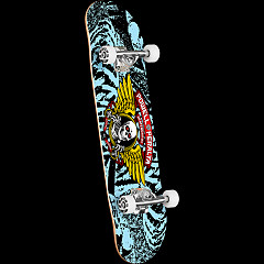 Powell Peralta Winged Ripper Birch Complete Skateboard Black/Light Blue - 7 x 28