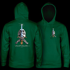 Powell Peralta Skull & Sword Hooded Sweatshirt Mid Weight Alpine Green