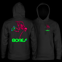 Powell Peralta Skateboard Skeleton Hooded Sweatshirt Mid Weight Blacklight