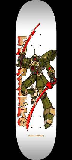 Powell Peralta Steve Caballero Gundam Skateboard Deck White / Gold Foil - Shape 243 - K20 8.25 X 31.95