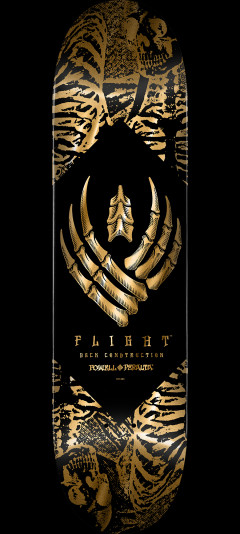 Powell Peralta Skeleton Gold Foil FLIGHT Skateboard Deck - 8.63" K26