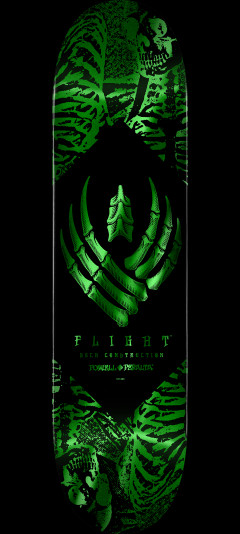 Powell Peralta Skeleton Green Foil FLIGHT Skateboard Deck - 8.5" K26
