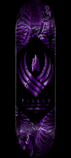 Powell Peralta Skeleton Purple Foil FLIGHT Skateboard Deck - 9.0" K26