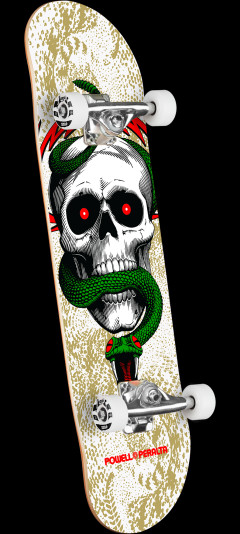 Powell Peralta Skull & Snake Birch Complete Skateboard White/Metallic Gold - 7.75 x 31.08