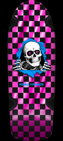 Powell Peralta OG Ripper Checker Reissue Skateboard Deck Pink Foil - 10 x 30