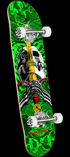 Powell Peralta Skull & Sword Birch Complete Skateboard Green - 8 X 31.45