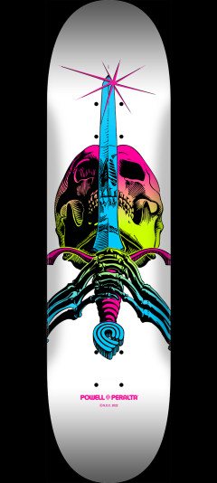 Powell Peralta Skull & Sword Skateboard Deck Lime Fade / White - Shape 246 - 9 x 32.95
