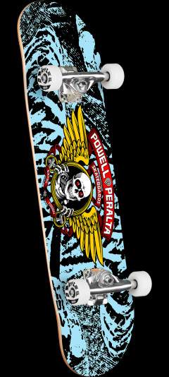 Powell Peralta Winged Ripper Birch Complete Skateboard Black/Light Blue - 7 x 28