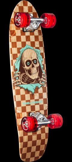 Powell Peralta Sidewalk Surfer Natural Checker Ripper Birch Cruiser Complete Skateboard - 8.37 x 28.20
